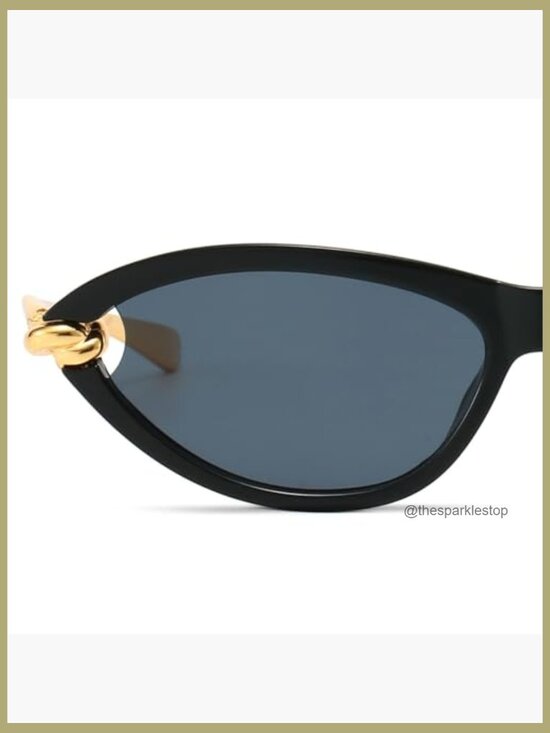 Retro Oval Cat Eye Sunglasses Gold Temple Polycarbonate Frame UV400 main image 5